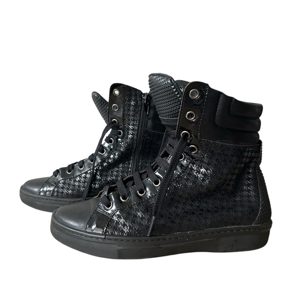 Toscablu Black High-Top Sneakers with textures and inside zipper size 35/4.5 US - Picture 2 of 10